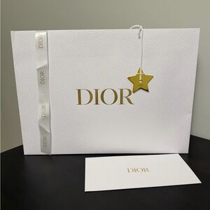 Dior Large Shopping Bag with Logo Ribbon and Gold Star Pendent